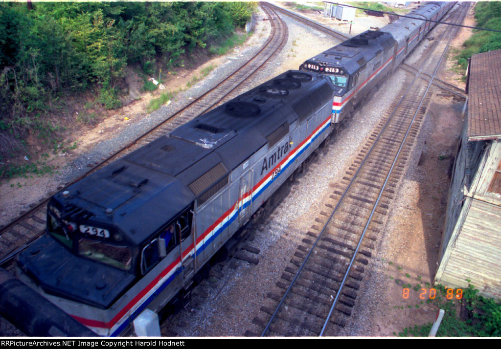 AMTK 294 & 219 lead a train across Boylan Junction